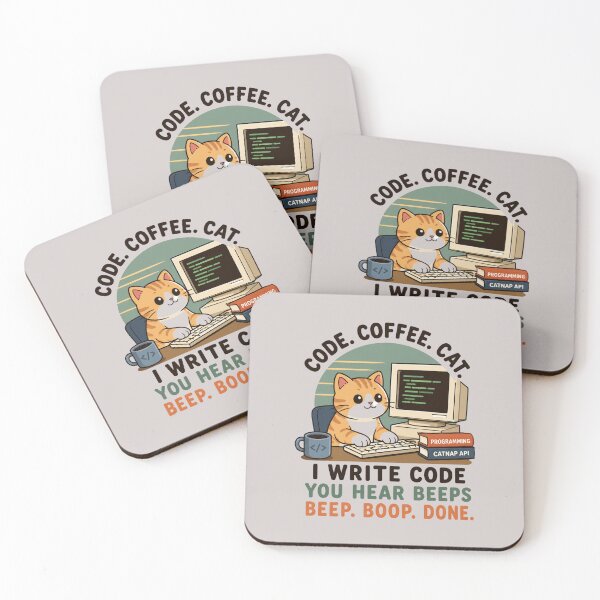 Item preview, Code Coffee Cat Programmer Humor Illustration designed and sold by bosamji.