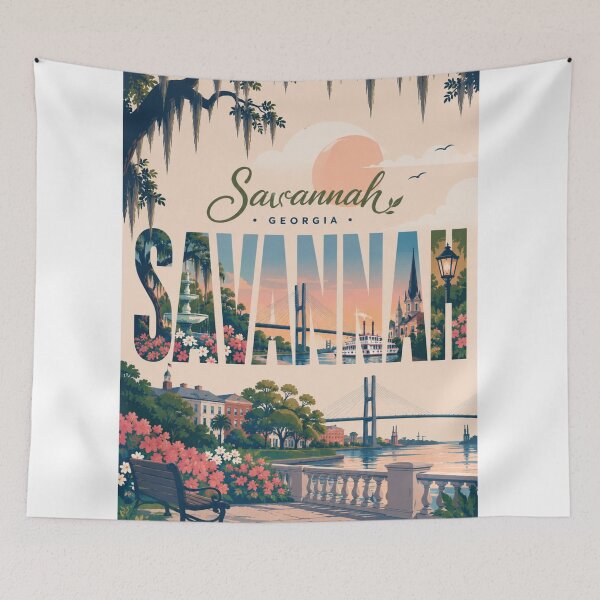 Item preview, Savannah Georgia Riverfront with Talmadge Bridge and Historic District designed and sold by StampMyPassport.