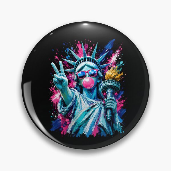 Item preview, Pop Art Statue of Liberty Bubble Gum Peace Sign Color Splash  designed and sold by THREE LITTLE BEANS.