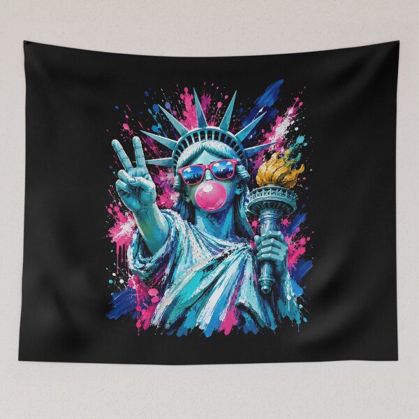 Item preview, Pop Art Statue of Liberty Bubble Gum Peace Sign Color Splash  designed and sold by THREE LITTLE BEANS.