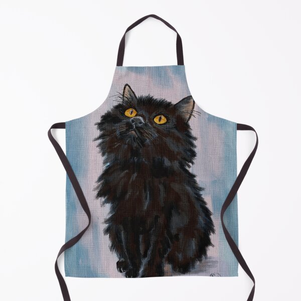 Item preview, Cute fluffy black cat oil painting illustration  designed and sold by LafinaArt.