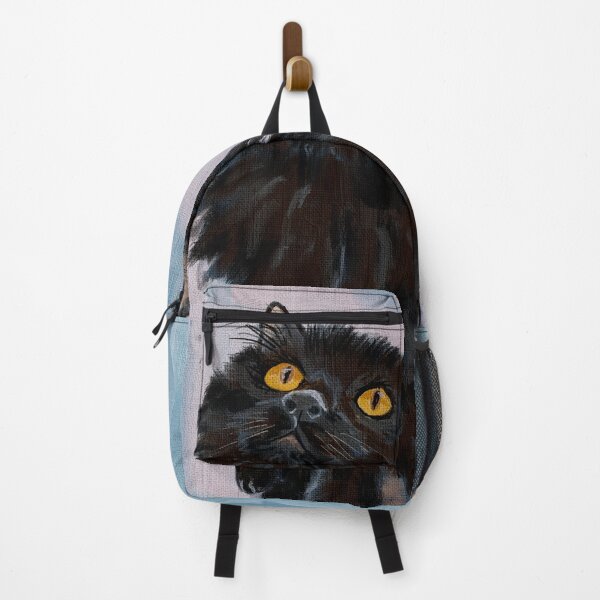 Item preview, Cute fluffy black cat oil painting illustration designed and sold by LafinaArt.