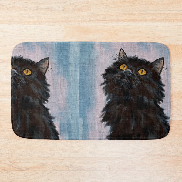 Item preview, Cute fluffy black cat oil painting illustration  designed and sold by LafinaArt.