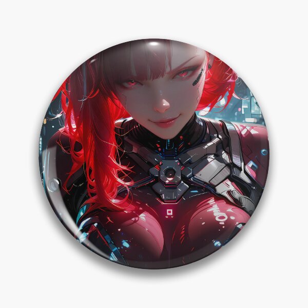 Item preview, Anime Cyberpunk Girl Futuristic Waifu Robot Neon City designed and sold by BorgSpareParts.
