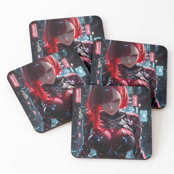 Item preview, Anime Cyberpunk Girl Futuristic Waifu Robot Neon City designed and sold by BorgSpareParts.