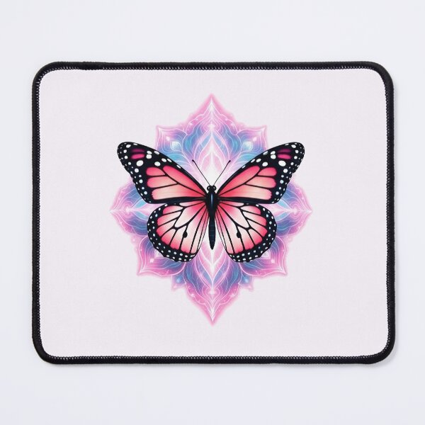 Item preview, Pink Monarch Butterfly Mandala Pastel Spiritual Art designed and sold by PixelQ.