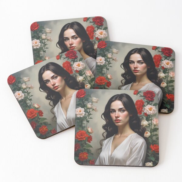 Item preview, Woman with flowers wall art print designed and sold by MK26Designs.