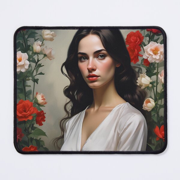 Item preview, Woman with flowers wall art print designed and sold by MK26Designs.