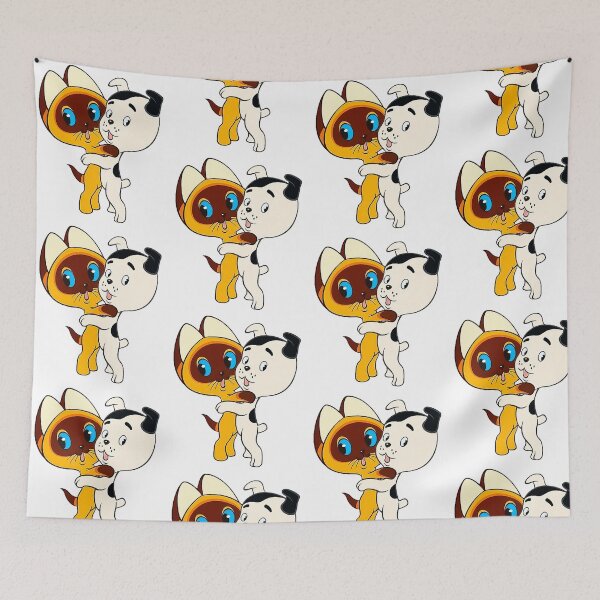 Item preview, Retro Cartoon Best Friends - Kawaii Hugging Cat and Puppy  designed and sold by Tokraz-art.