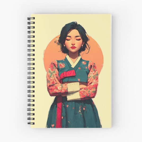 Item preview, Elegant Woman in Traditional Korean Hanbok Dress designed and sold by colorful-white.