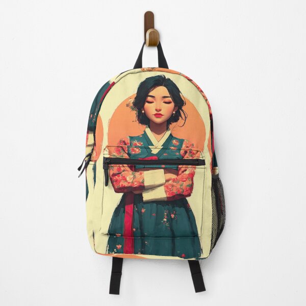 Item preview, Elegant Woman in Traditional Korean Hanbok Dress designed and sold by colorful-white.