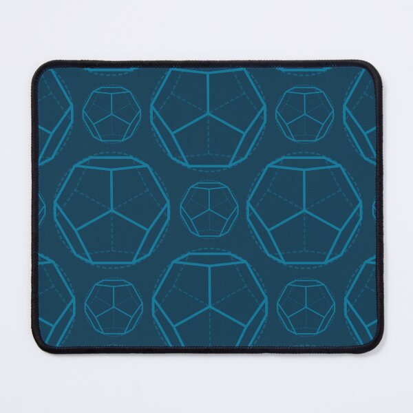 Item preview, Abstract Geometric Polyhedron Seamless Pattern in Cyan Line Art on navy blue Background designed and sold by Longsilp.