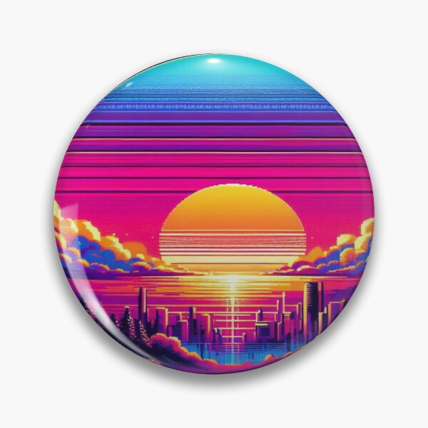 Item preview, Neon Sunset Cityscape with Retro Synthwave Skyline and Vibrant Futuristic Glow designed and sold by FotoworldEdel.