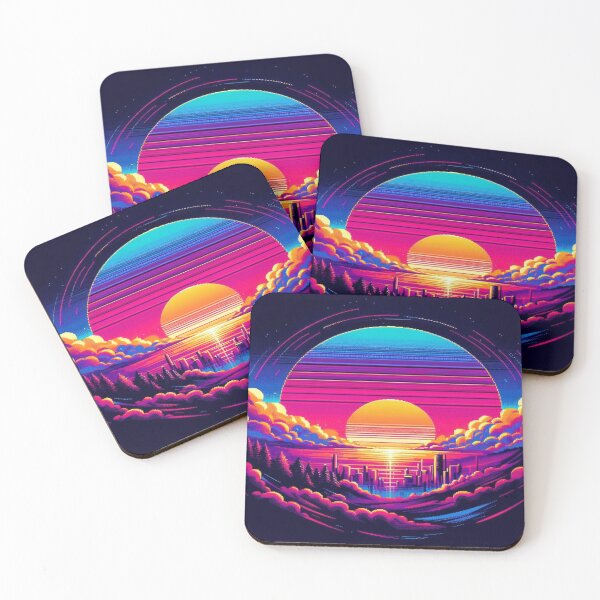 Item preview, Neon Sunset Cityscape with Retro Synthwave Skyline and Vibrant Futuristic Glow designed and sold by FotoworldEdel.