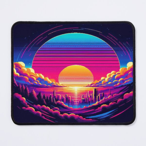 Item preview, Neon Sunset Cityscape with Retro Synthwave Skyline and Vibrant Futuristic Glow designed and sold by FotoworldEdel.