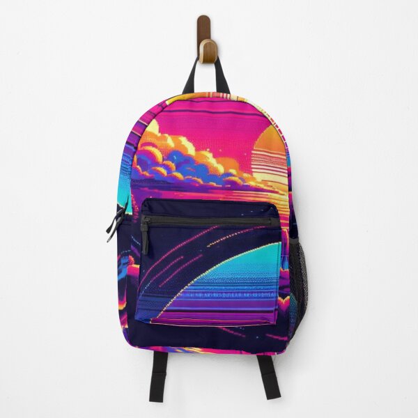 Item preview, Neon Sunset Cityscape with Retro Synthwave Skyline and Vibrant Futuristic Glow designed and sold by FotoworldEdel.