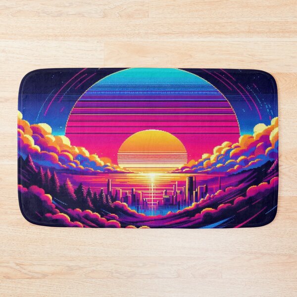 Item preview, Neon Sunset Cityscape with Retro Synthwave Skyline and Vibrant Futuristic Glow designed and sold by FotoworldEdel.