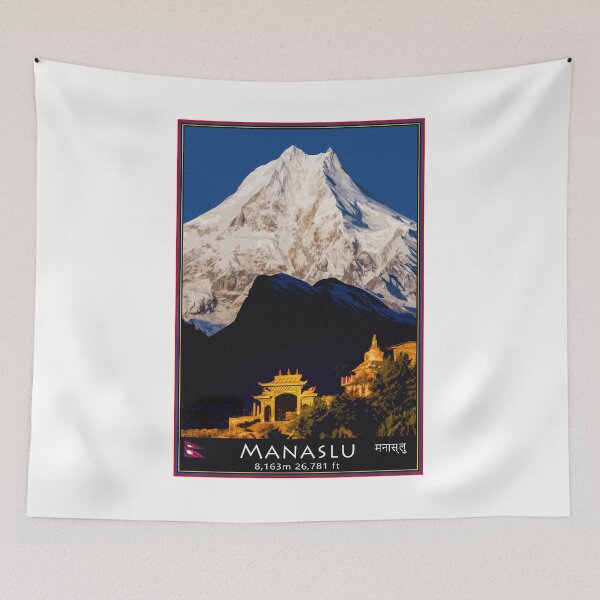 Item preview, Manaslu, Nepal - Vintage travel poster designed and sold by Geoff Shoults.