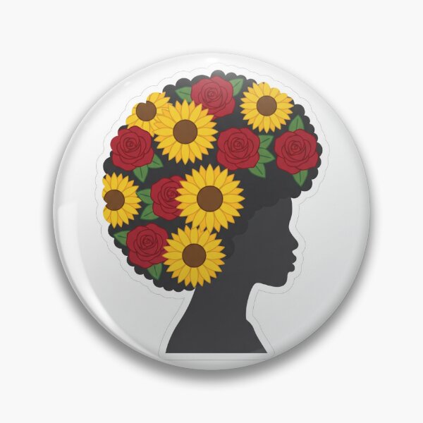Item preview, Afro Queen Floral Silhouette Sunflowers Roses Juneteenth designed and sold by TeNovaStudio.