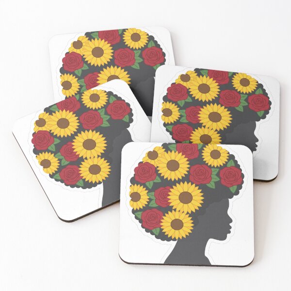 Item preview, Afro Queen Floral Silhouette Sunflowers Roses Juneteenth designed and sold by TeNovaStudio.