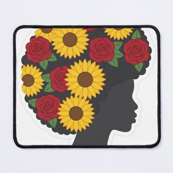 Item preview, Afro Queen Floral Silhouette Sunflowers Roses Juneteenth designed and sold by TeNovaStudio.