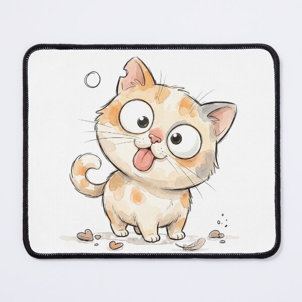 Item preview, Cute Silly Derpy Calico Cat Watercolor designed and sold by CrystalMineArts.