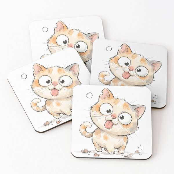 Item preview, Cute Silly Derpy Calico Cat Watercolor designed and sold by CrystalMineArts.