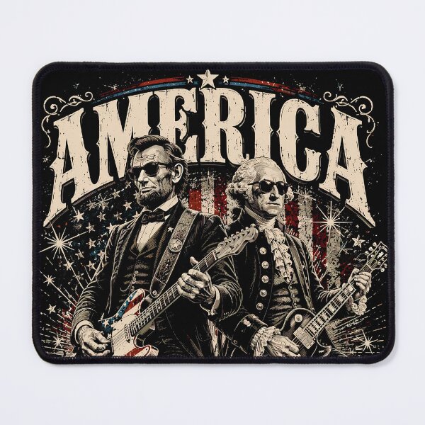 Item preview, Vintage America 250 Years 1776–2026 George Washington Abraham Lincoln Playing Guitar  designed and sold by Melissanet.