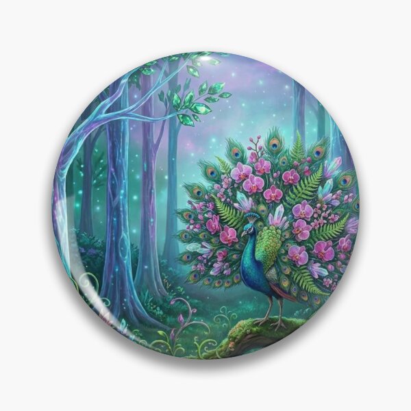 Item preview, Mystical Orchid Peacock in Bioluminescent Forest designed and sold by Gifter-ly.