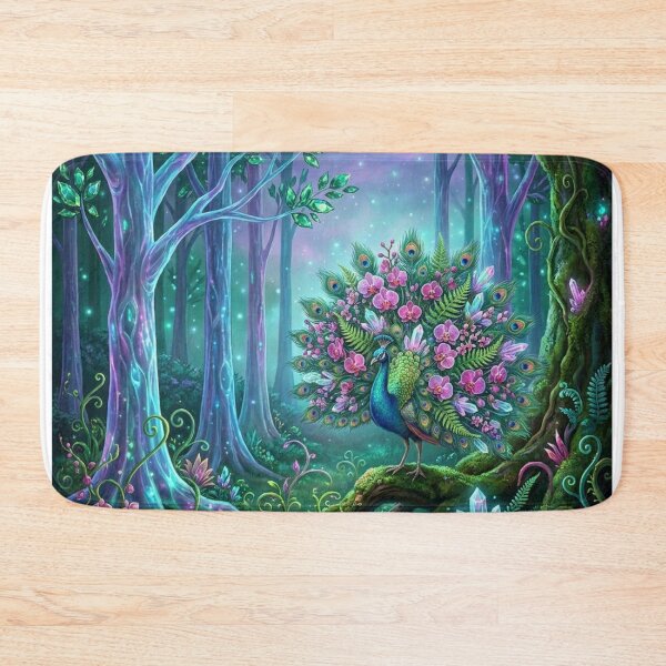 Item preview, Mystical Orchid Peacock in Bioluminescent Forest designed and sold by Gifter-ly.