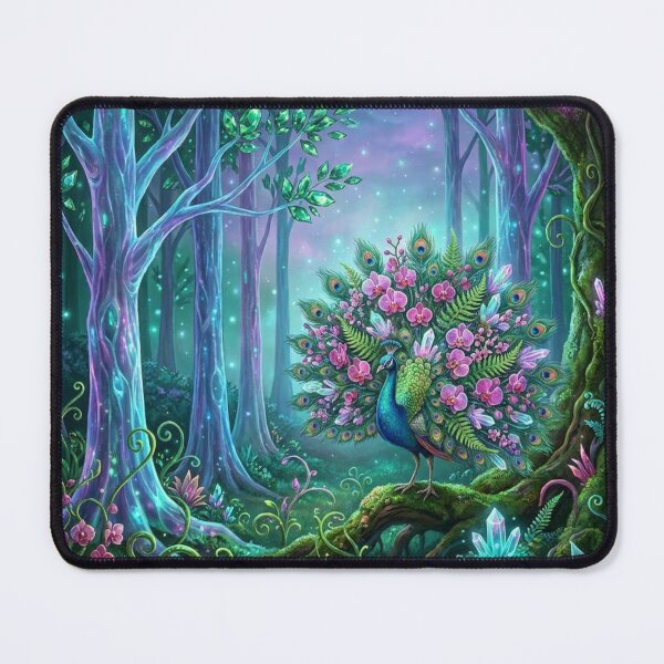 Item preview, Mystical Orchid Peacock in Bioluminescent Forest designed and sold by Gifter-ly.