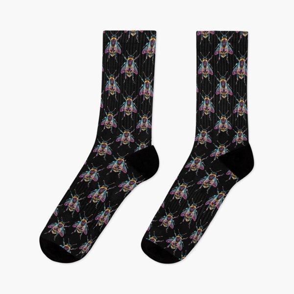 Item preview, Neon Bioluminescent Bumblebee Floral Psychedelic Art designed and sold by PixelQ.