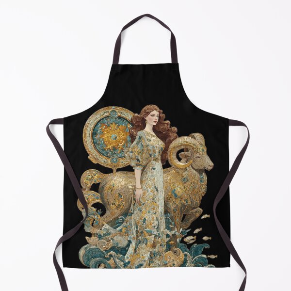 Item preview, Capricorn Zodiac Art - Vintage Nouveau Sea Goat Goddess designed and sold by KissMyBerry.