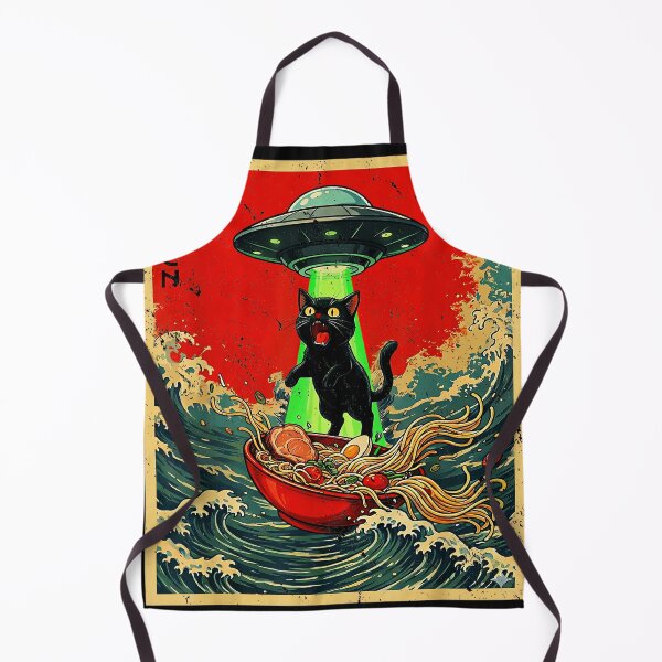 Item preview, Ramen Black Cat UFO Japanese Noodle Funny Extraterrestrial designed and sold by AmaXONIC.