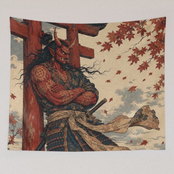 Item preview, Crimson Ronin - Vintage Japanese Oni Samurai Ukiyo-e Woodblock designed and sold by bapupa.