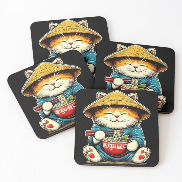 Item preview, Kawaii Ramen Cat Eating Noodles Chopsticks Japanese Foodie designed and sold by AmaXONIC.