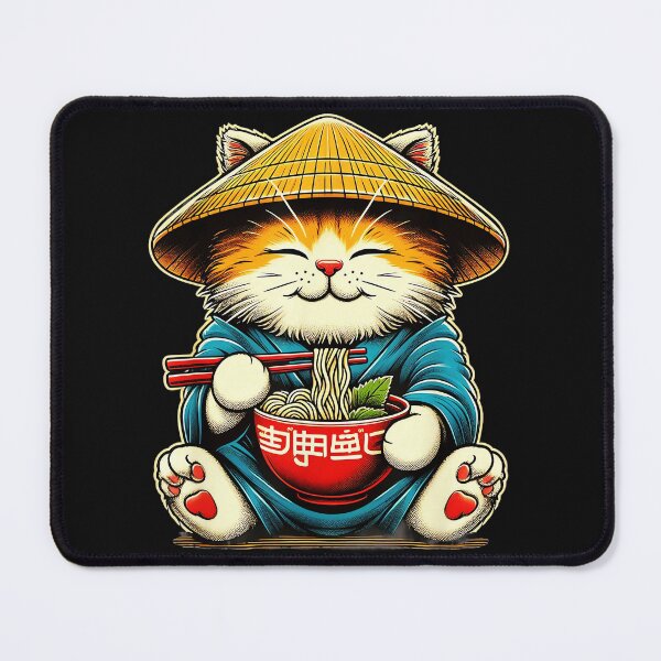 Item preview, Kawaii Ramen Cat Eating Noodles Chopsticks Japanese Foodie designed and sold by AmaXONIC.