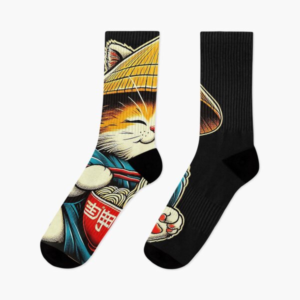 Item preview, Kawaii Ramen Cat Eating Noodles Chopsticks Japanese Foodie designed and sold by AmaXONIC.