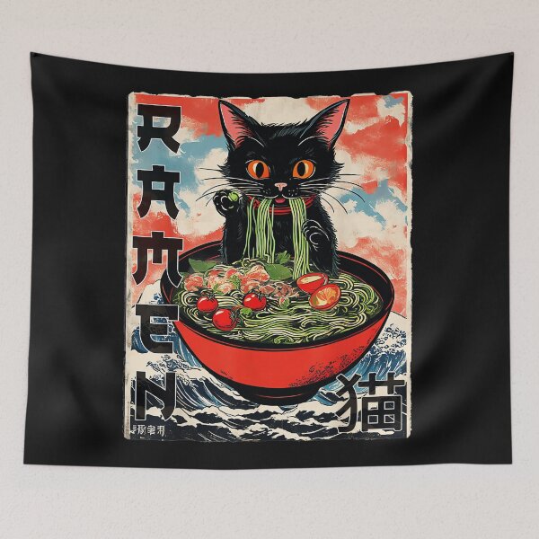 Item preview, Ramen Cat Black Cat Japanese Noodles Foodie Lover designed and sold by AmaXONIC.