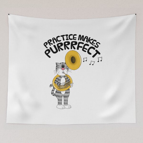 Item preview, Cat Playing Sousaphone, Practice Makes Purrrfect, Tubaist Musician designed and sold by doodlerob.