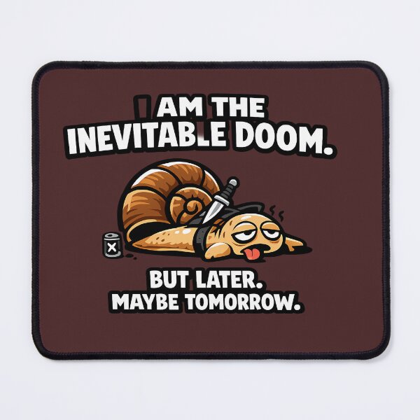 Item preview, I Am The Inevitable Doom But Later Maybe Tomorrow Funny Snail Procrastination designed and sold by DryHumorPrints.