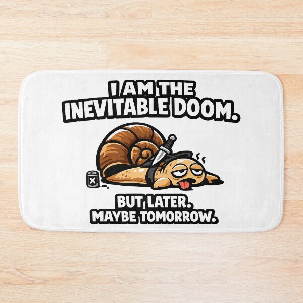 Item preview, I Am The Inevitable Doom But Later Maybe Tomorrow Funny Snail Procrastination designed and sold by DryHumorPrints.