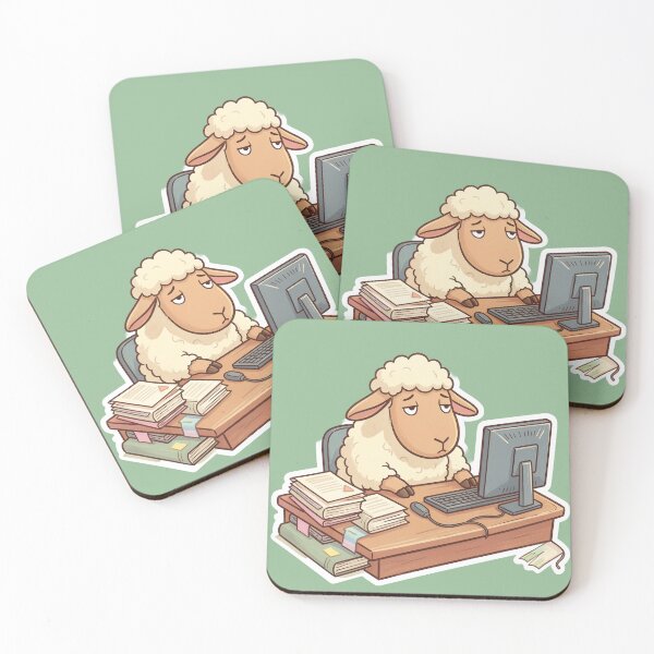Item preview, Sheep Burnout Sticker – Just Existing Work Meme designed and sold by SoftAuraStudi0.