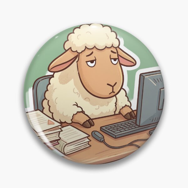 Item preview, Sheep Burnout Sticker – Just Existing Work Meme designed and sold by SoftAuraStudi0.