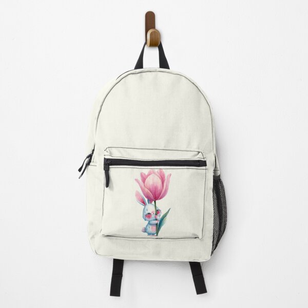 Item preview, TITLE: Cute Crying Bunny Hugging Pink Tulip Watercolor Art designed and sold by PixelQ.