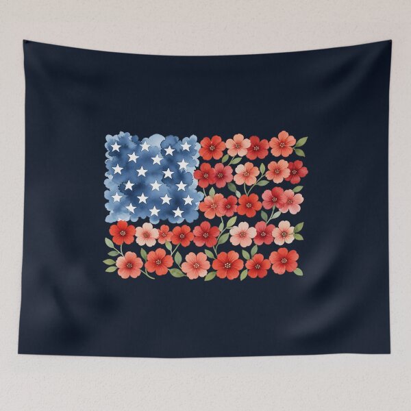 Item preview, Floral American Flag States : Patriotic 4th July gift designed and sold by Amzkao.
