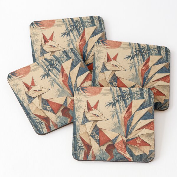 Item preview, Geometric Fox - Vintage Japanese Origami Ukiyo-e Woodblock designed and sold by bapupa.