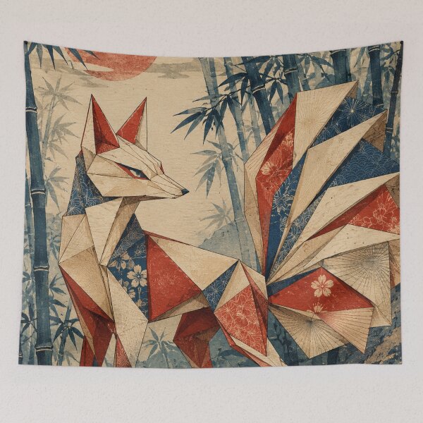 Item preview, Geometric Fox - Vintage Japanese Origami Ukiyo-e Woodblock designed and sold by bapupa.
