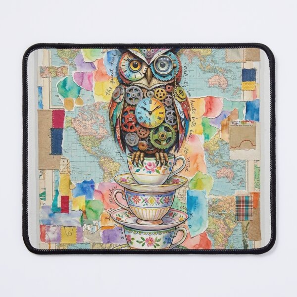 Item preview, Steampunk Clockwork Owl on Vintage Teacups designed and sold by Gifter-ly.