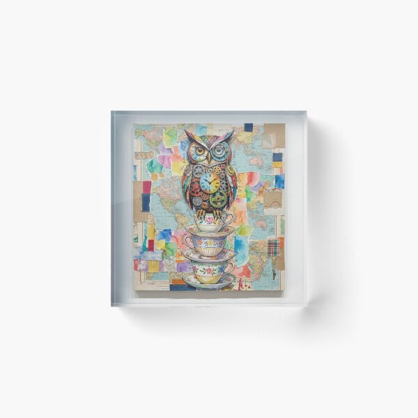 Item preview, Steampunk Clockwork Owl on Vintage Teacups designed and sold by Gifter-ly.